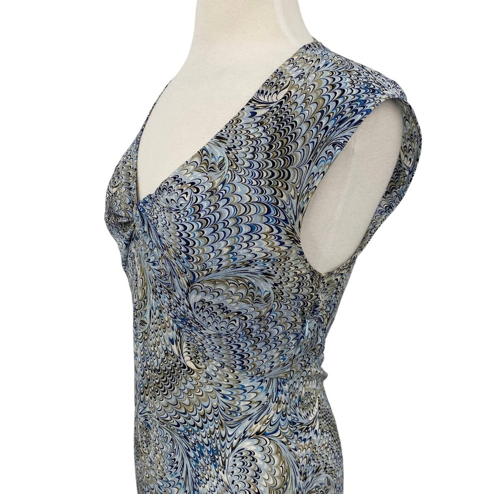 Vintage Blue and Cream Paisley Maxi Dress - Picture 4 of 8